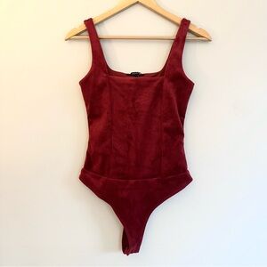 Forever 21 Burgundy Velvet Bodysuit